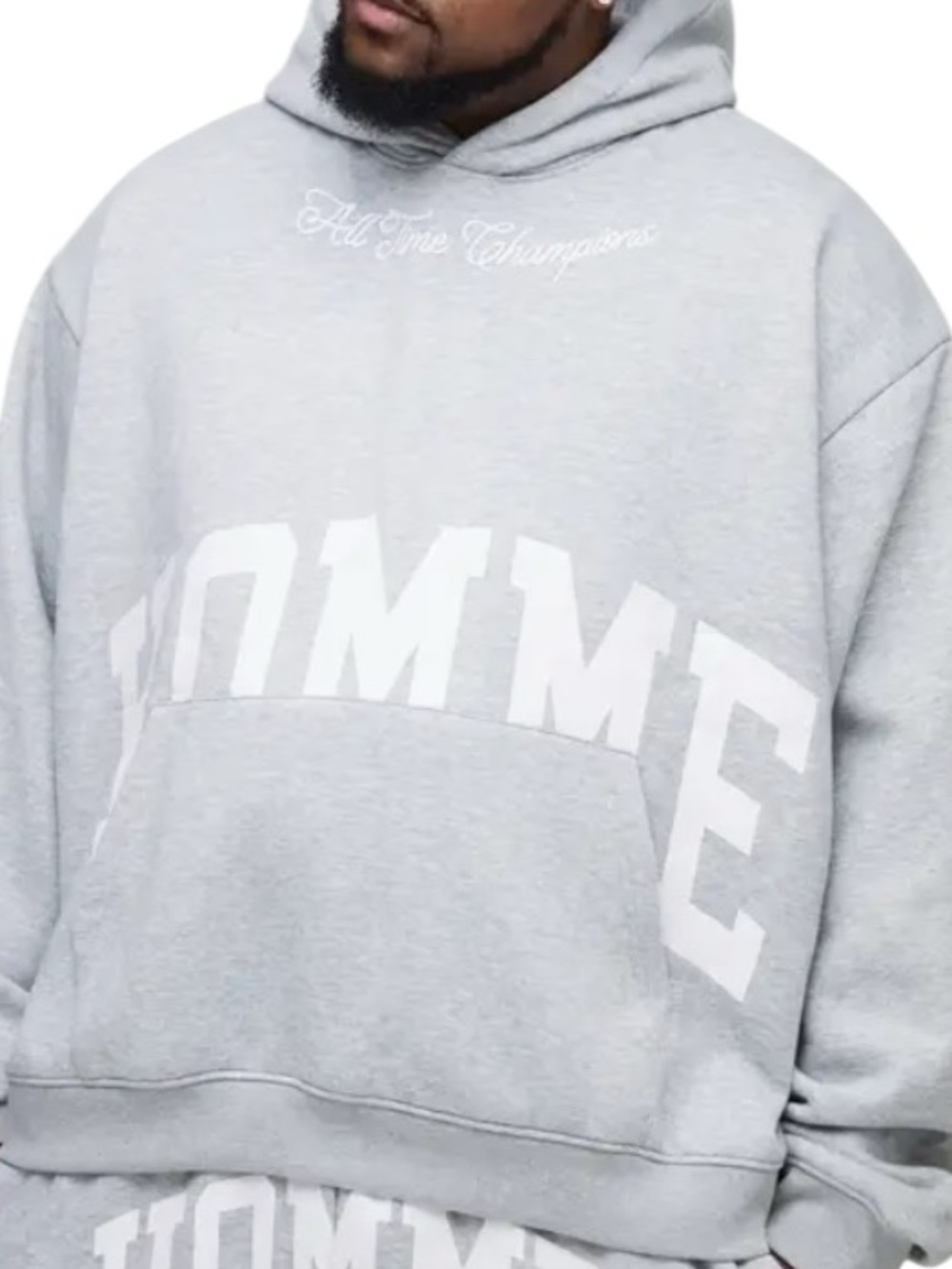boohooMAN Oversized Boxy  “all-time champions  Homme “ pullover hoodie med, NWT
